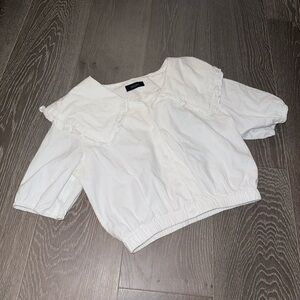 White Ruffled Collar Blouse